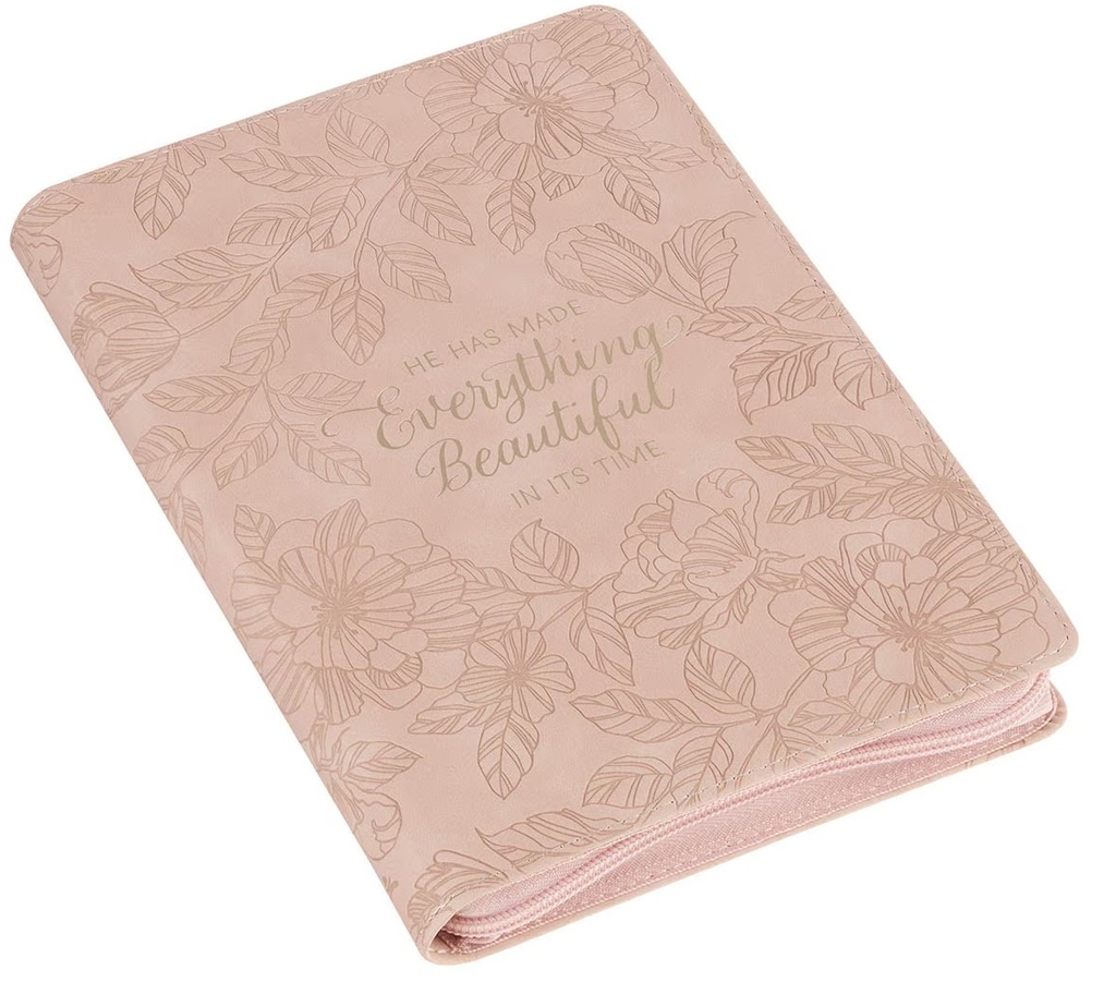 Journal Everything Beautiful Blush Floral Zip Faux Leather 