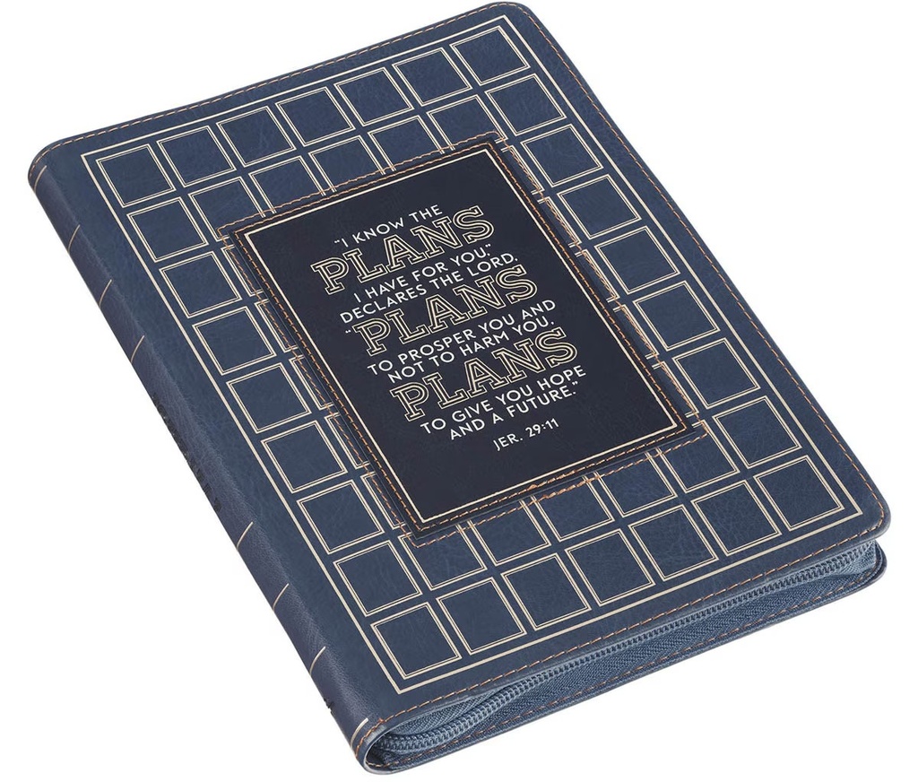 Journal The Plans Modern Blue Grid Classic Zip