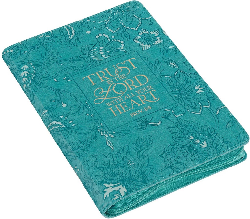 Journal Trust In The Lord Teal Floral Faux Leather Zip