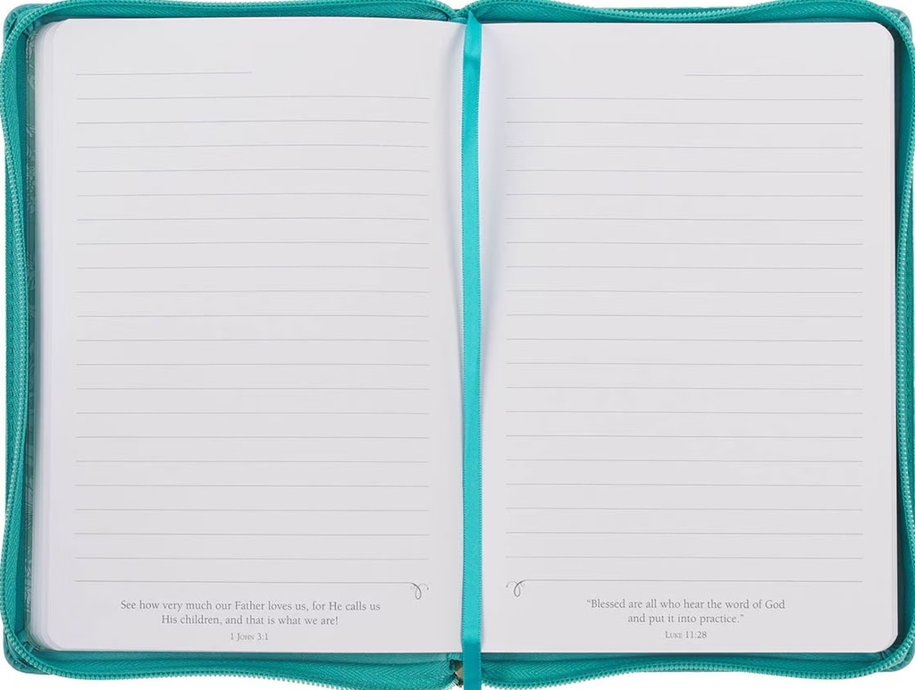 Journal Trust In The Lord Teal Floral Faux Leather Zip