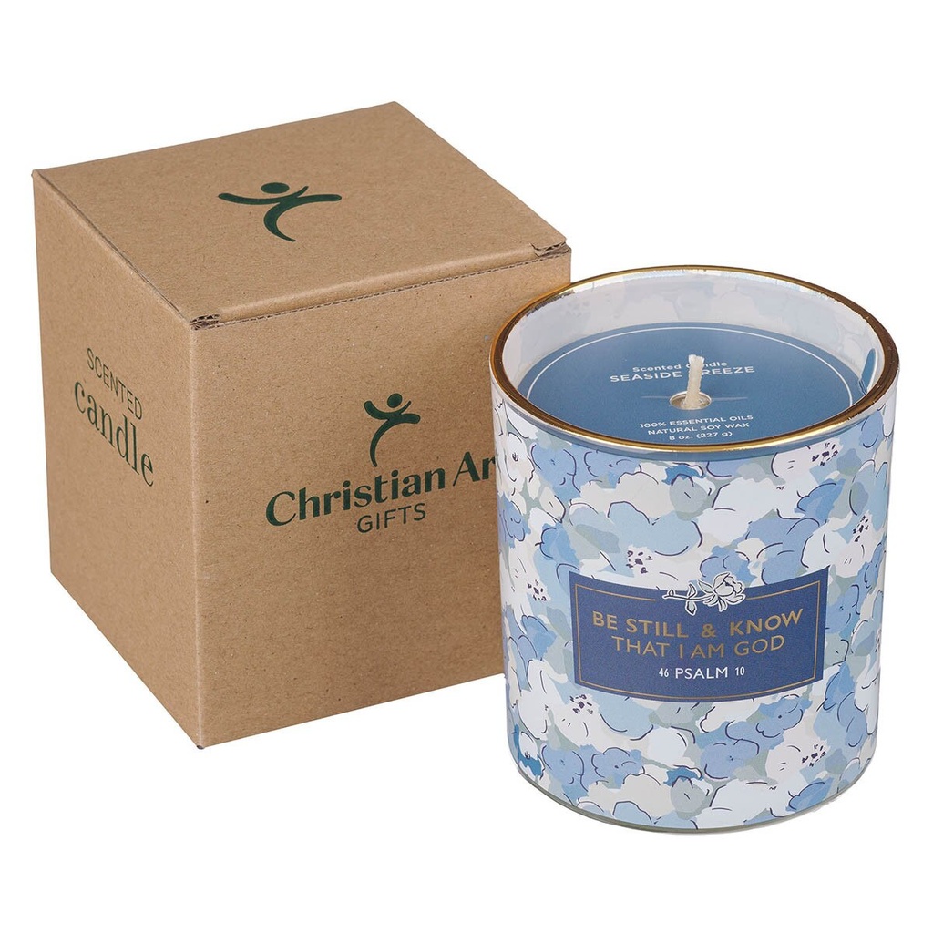 Glass Candle Seaside Breeze Scented Be Still & Know Ps. 46:10
