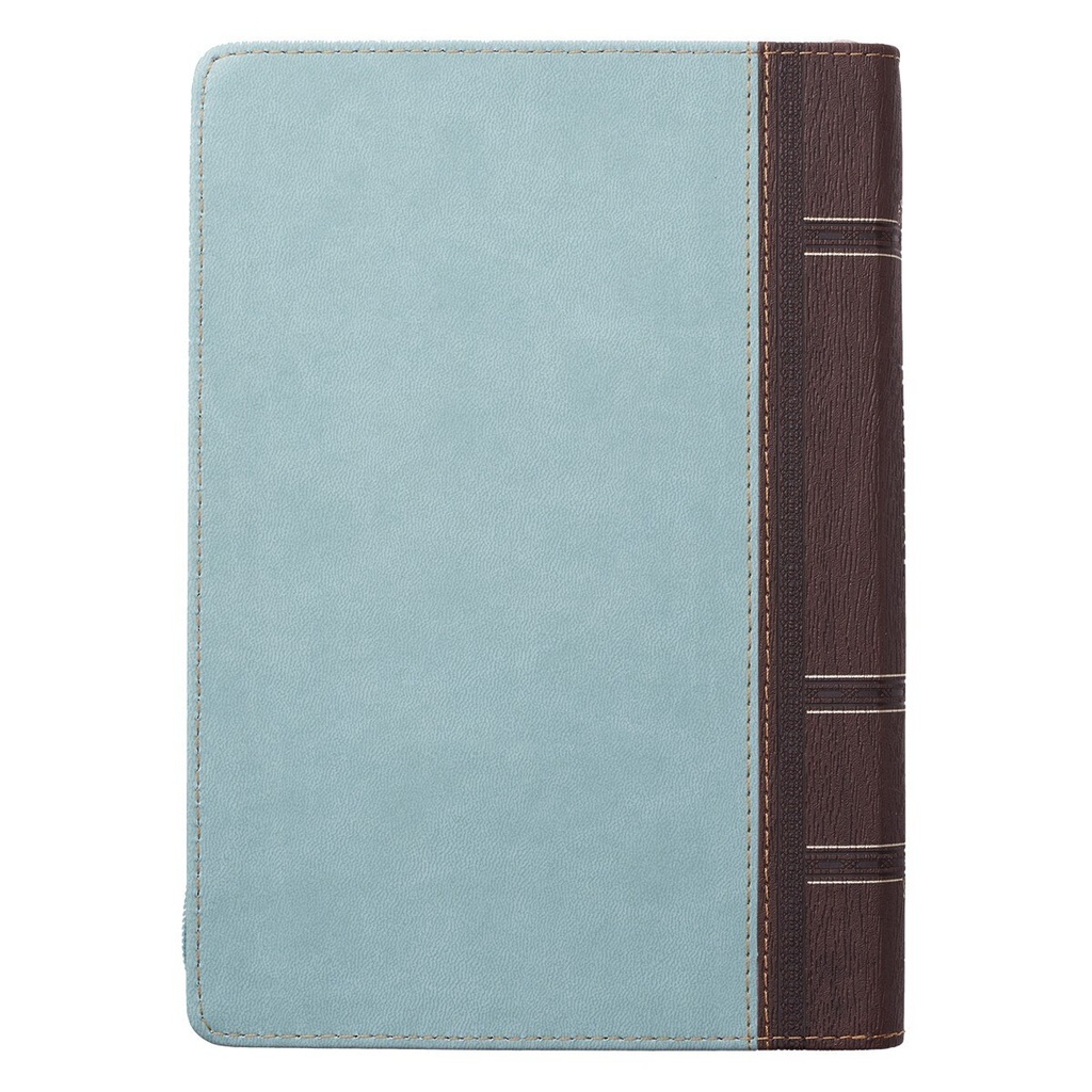 Journal Blessed Lk 1:45 Luxleather Brwn/Teal w/Zip