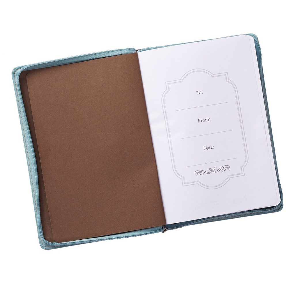 Journal Blessed Lk 1:45 Luxleather Brwn/Teal w/Zip