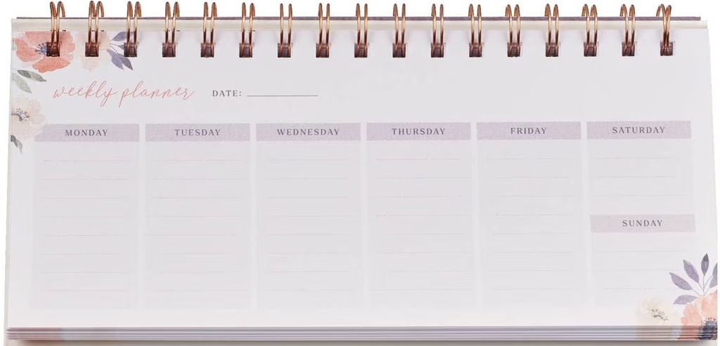 Undated Weekly Calendar Love Is Patient Coral Floral