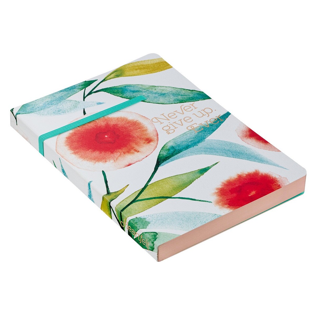 Journal Never Give Up Orange Blossoms Flexcover