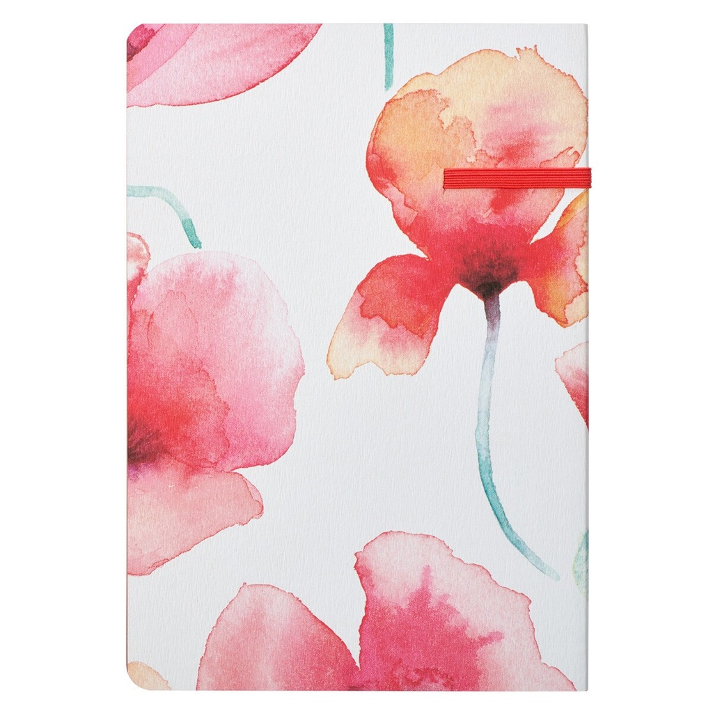 Journal Never Give Up Coral Poppies Flexcover