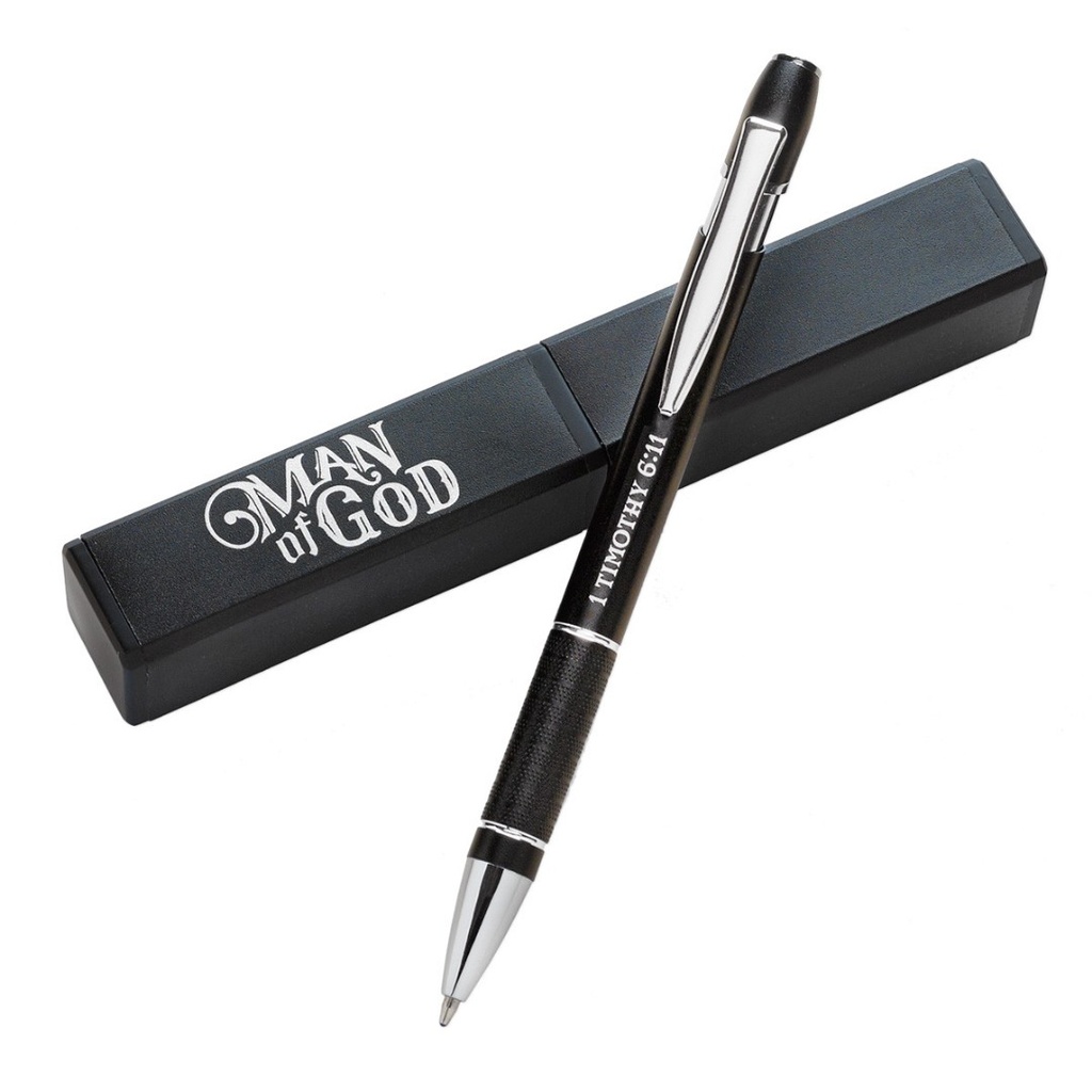 Pen Metal Man Of God 1 Timothy 6:11 Black
