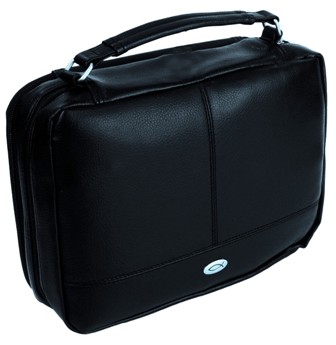 Bible Case Black Two-Fold LuxLeather Organizer Large