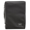 Bible Cover Polyester Black w/Fish Medium