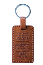 Keyring LuxLeather Tan Twirl Jer 29:11