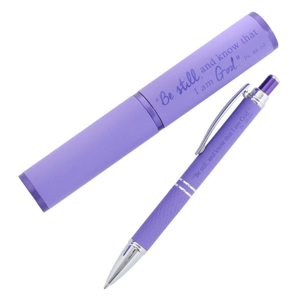 Pen & Case Set Be Still And Know Purple