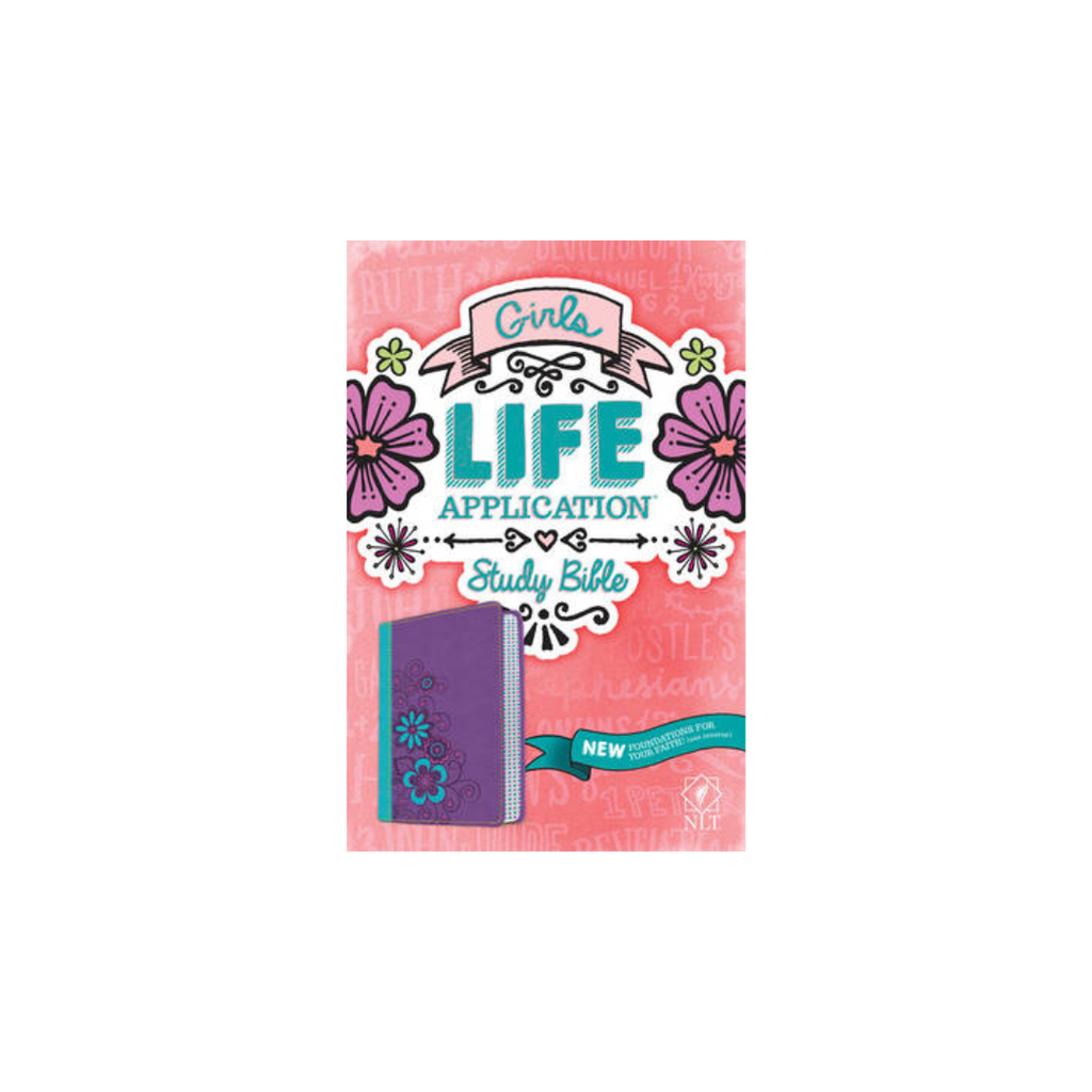 NLT Girls Life Application Study Bible Purple/Teal Flower