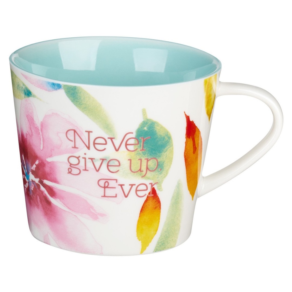 Mug Never Give Up Pink Daisies