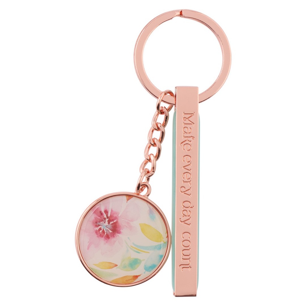 Keyring In Tin Make Every Day Count Rose Gold Metal