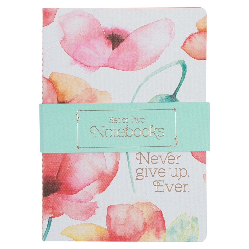 Notebook Set Never Give Up 2/Pk Coral Poppies