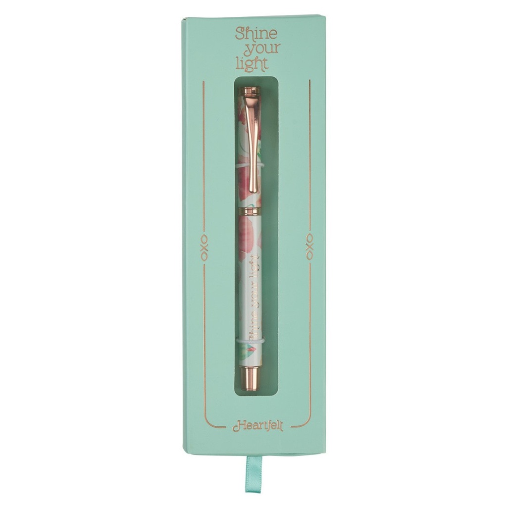 Gift Pen Shine Your Light Coral Poppies w/Gift Box