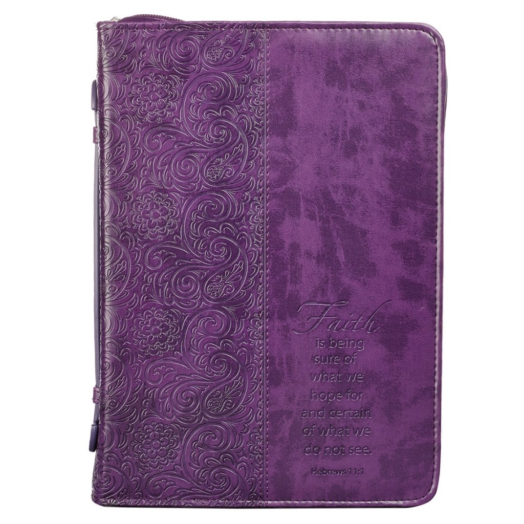 Bible Case LuxLeather X-Large Faith Purple - Hebrews 11:1