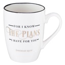 Mug For I Know The Plans White/Black/Gold Jeremiah 29:11