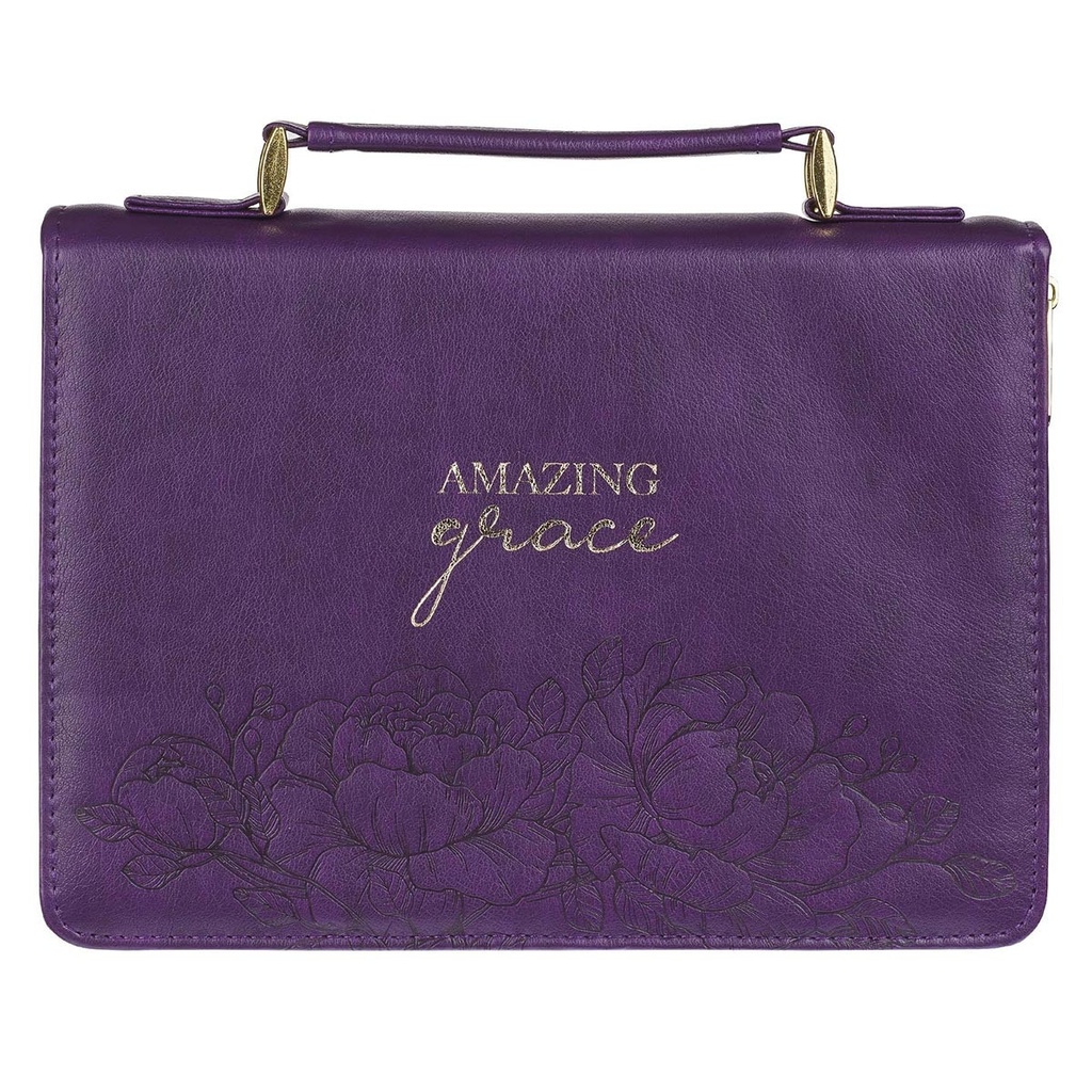 Bible Cover Amazing Grace Purple Large Luxleather