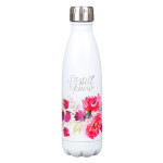 Water Bottle SS Be Still & Know White Floral