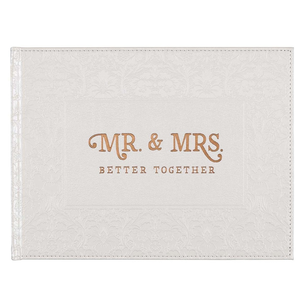 Guest Book Medium Mr & Mrs White Luxleather