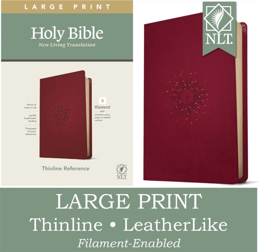 NLT Large Print Thinline Ref Bible Filament Enabled Berry