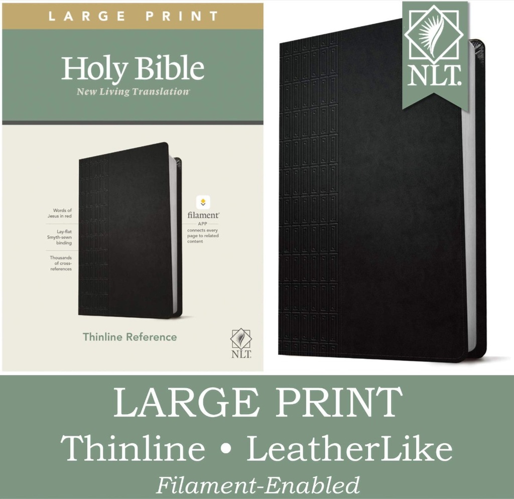 NLT Large Print Thinline Ref Bible Filament Enabled Black