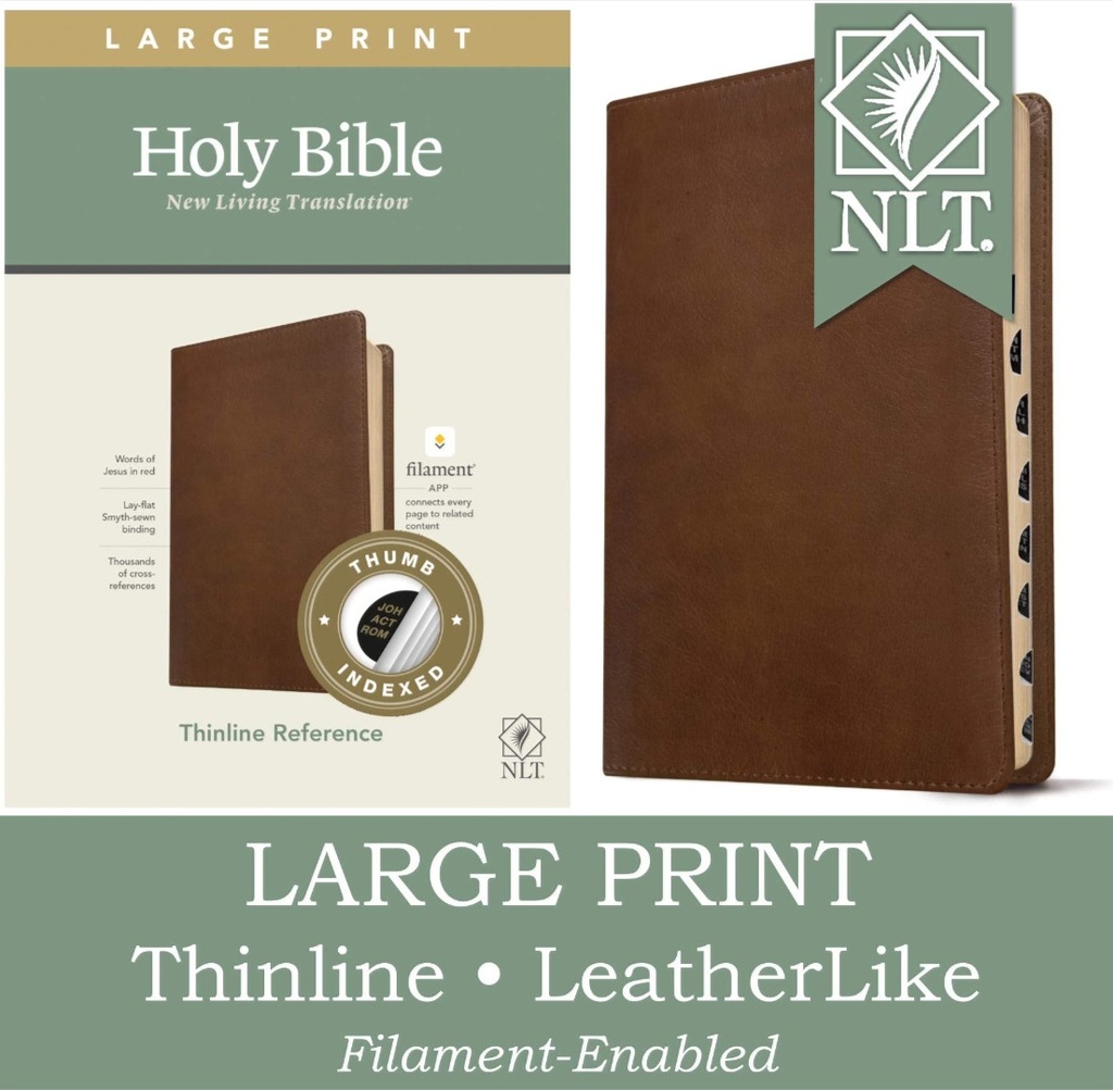 NLT Large Print Thinline Ref Filament Enabled Brown Index