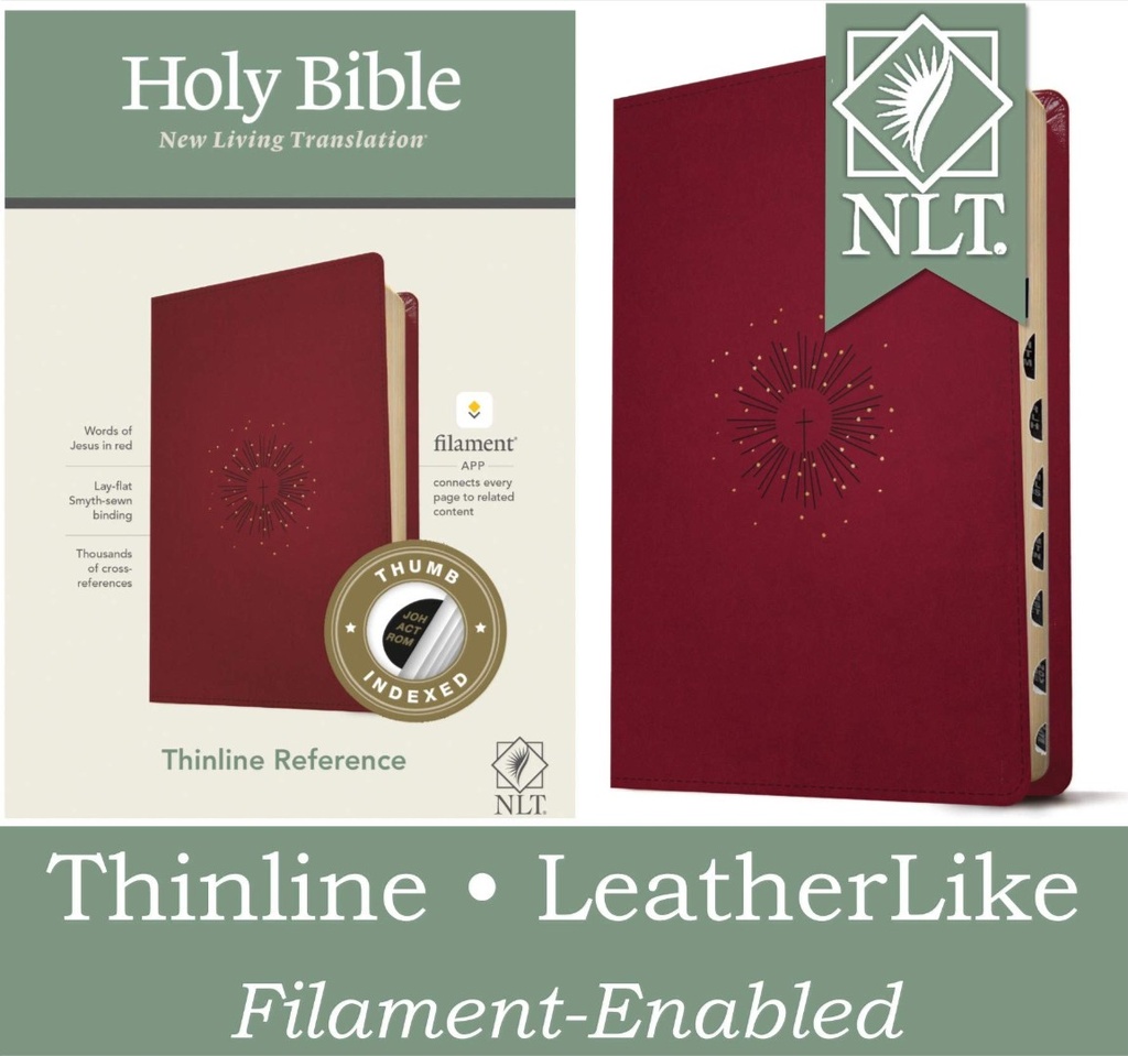 NLT Thinline Ref Bible Filament Enabled Cranberry Indexed