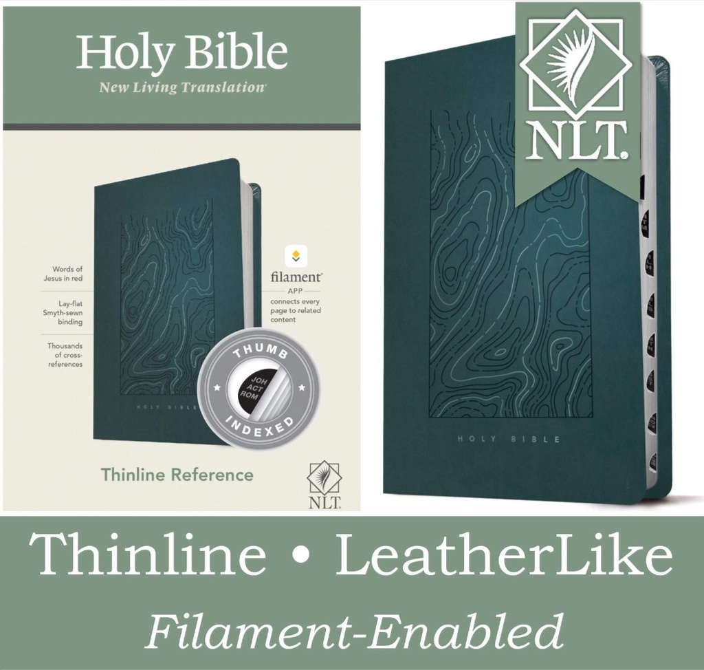 NLT Thinline Ref Bible Filament Enabled Teal Indexed I/L