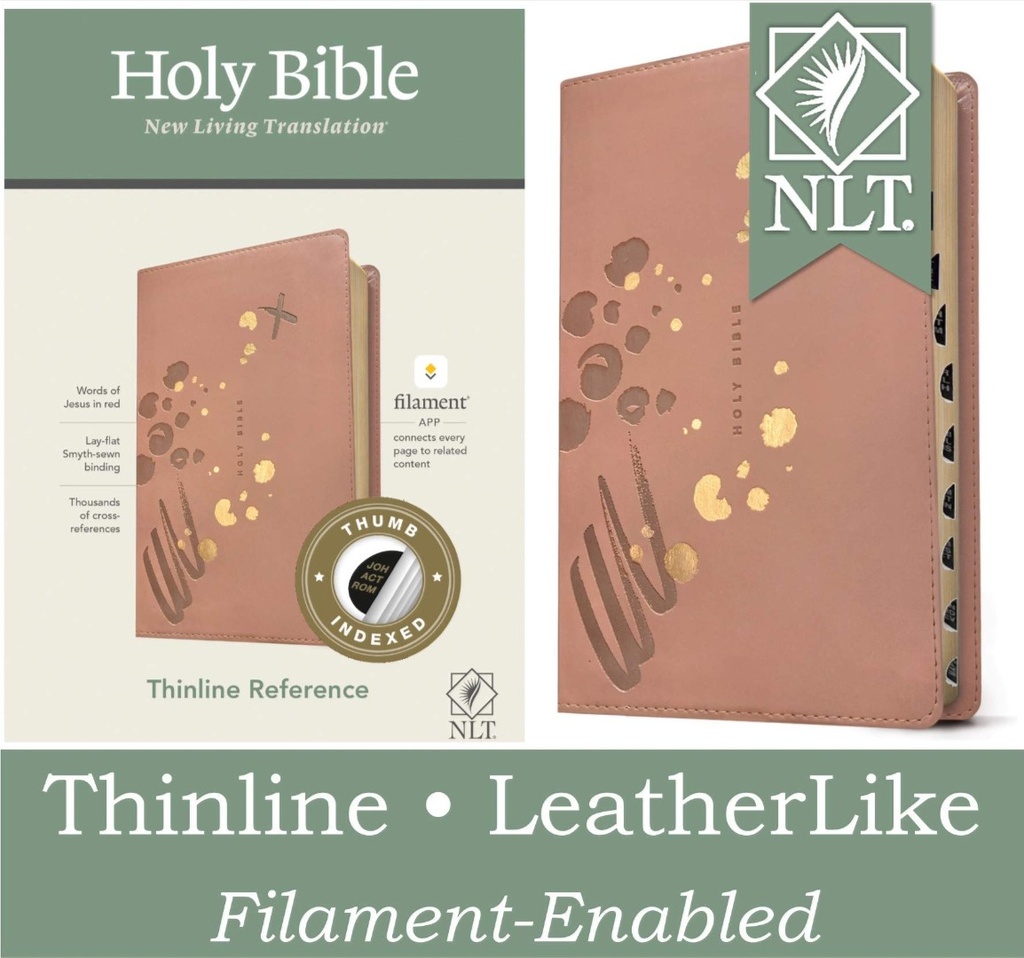 NLT Thinline Ref Bible Filament Enabled Pink Indexed