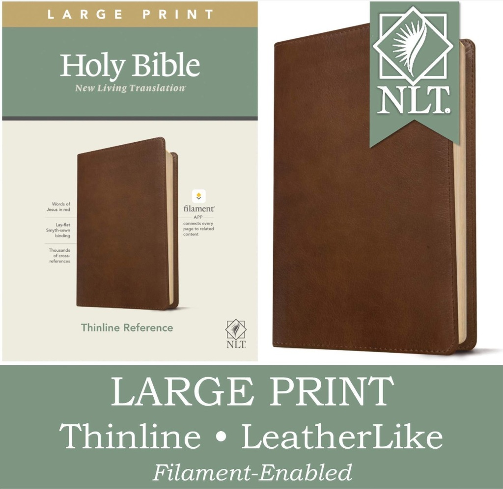NLT Large Print Thinline Ref Bible Filament Enabled Brown