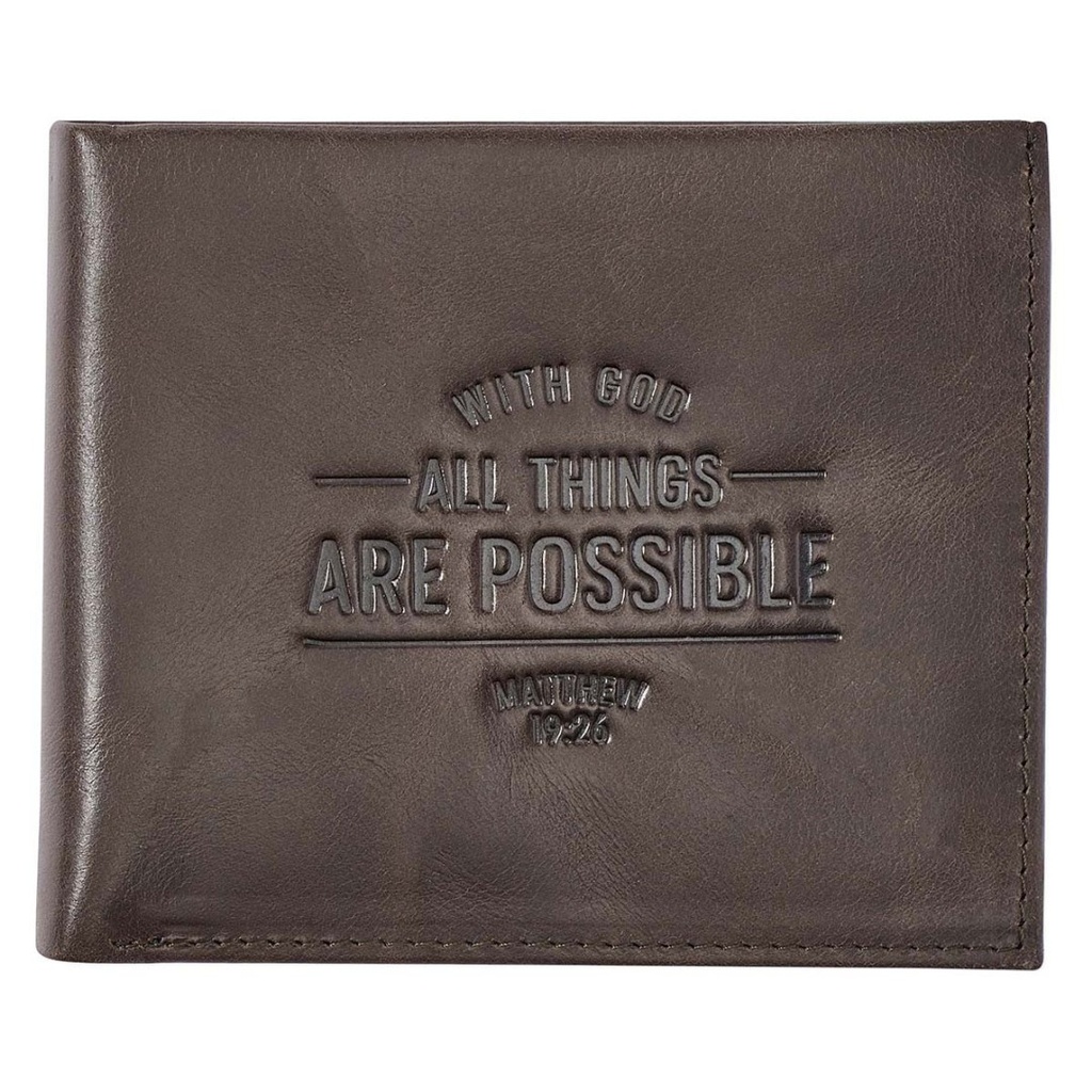 Wallet All Things Are Possible Brown Genuine Leather