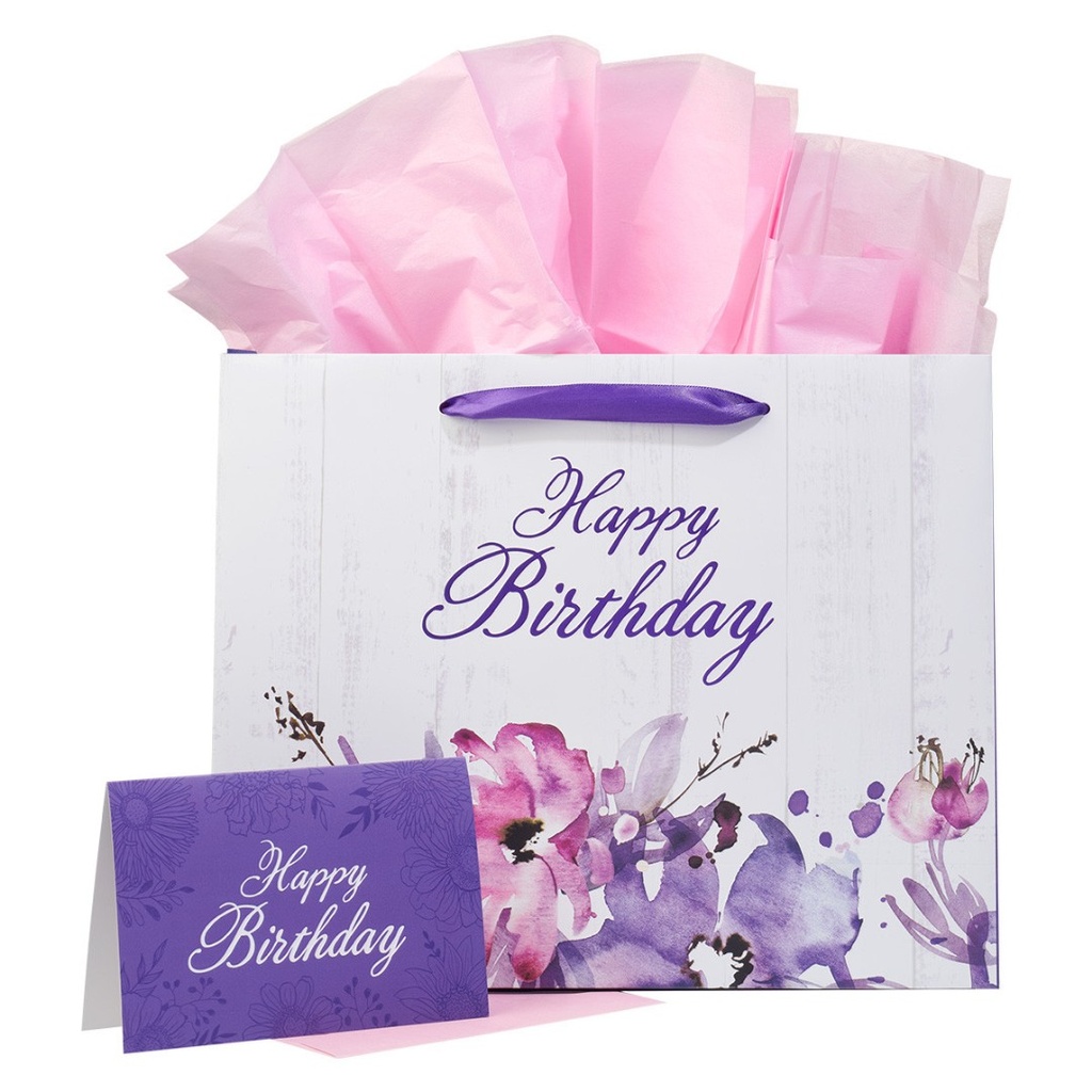 Gift Bag Happy Birthday Lg Landscape w/Card
