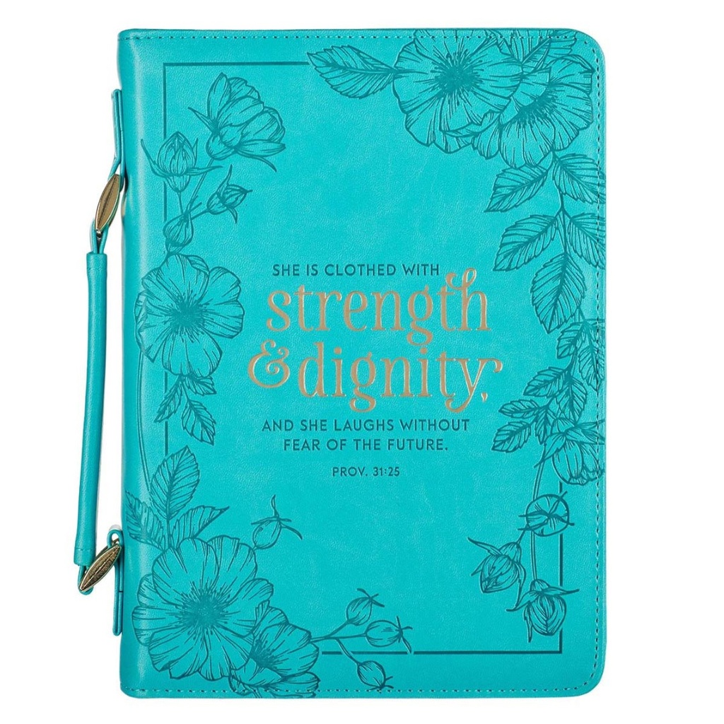 Bible Case Large Strength & Dignity Teal