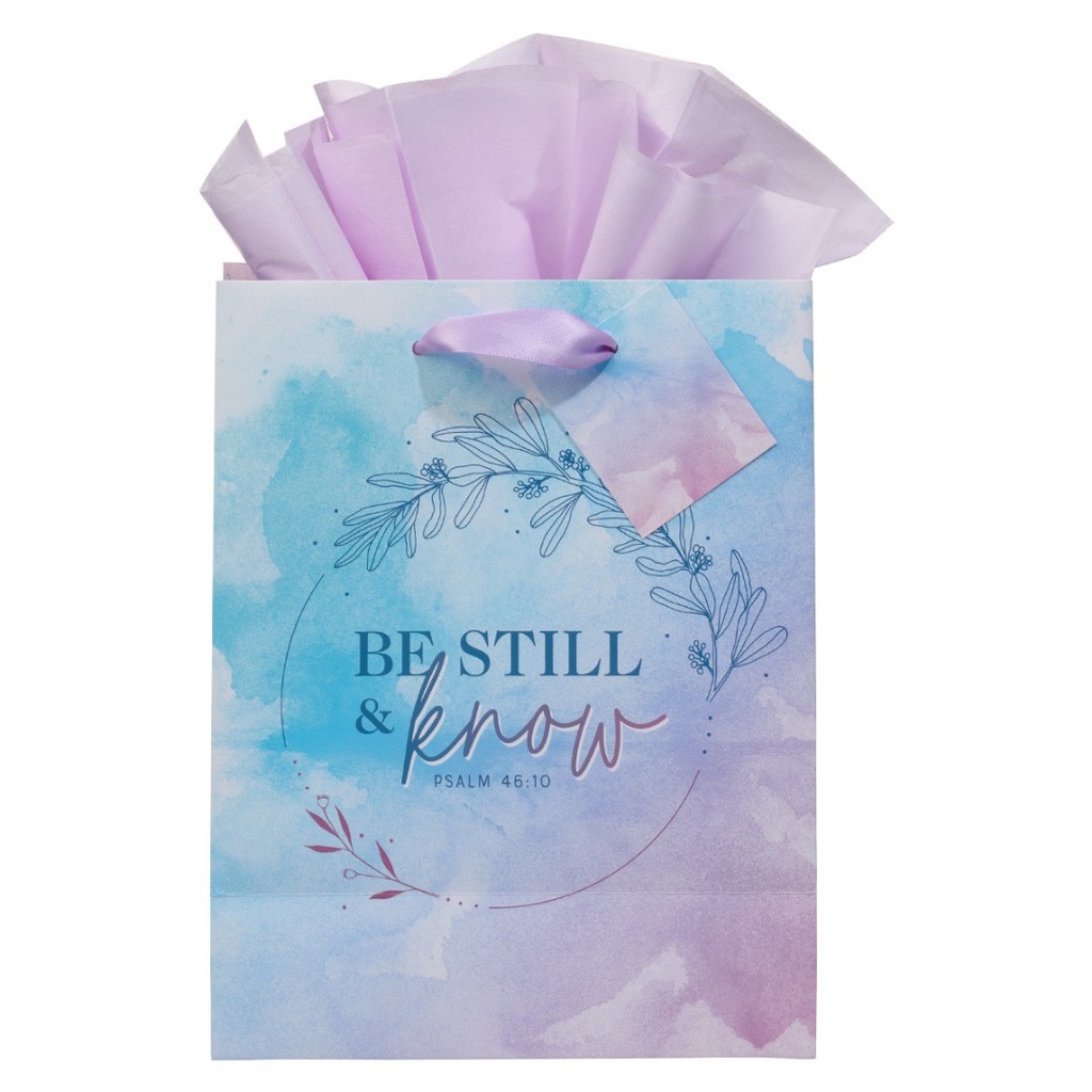 Gift Bag Be Still & Know Mauve Watercolour Medium