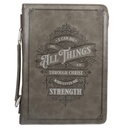 Bible Case I Can Do All Things Filigree Grey Large