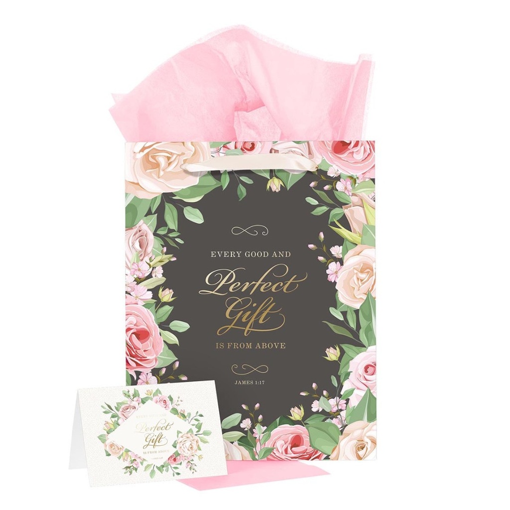 Gift Bag Perfect Gift Cream Pink Floral Large