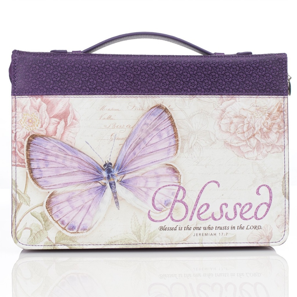 Bible Cover Extra Large Blessed Butterfly Purple