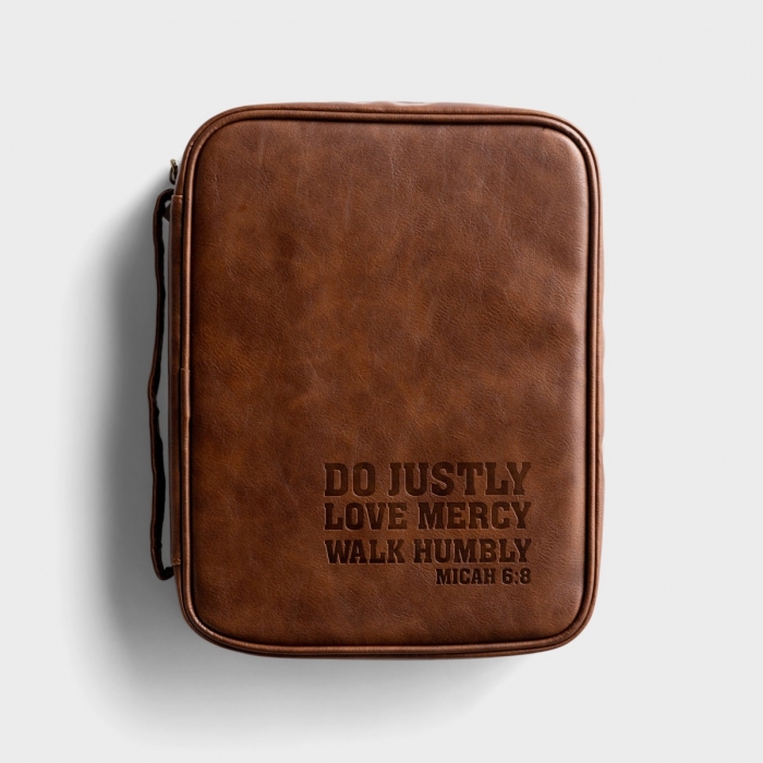 Bible Case Large Micah 6:8 Brown Faux Leather