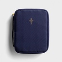 Bible Case Large Gold Cross Navy Canvas