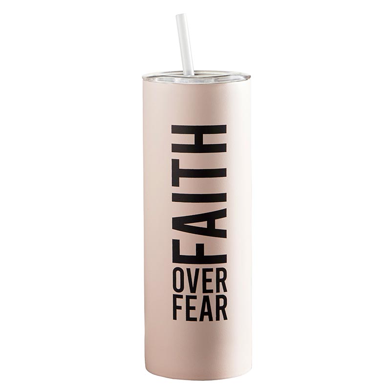 Skinny Tumbler Faith Over Fear Blush w/Straw