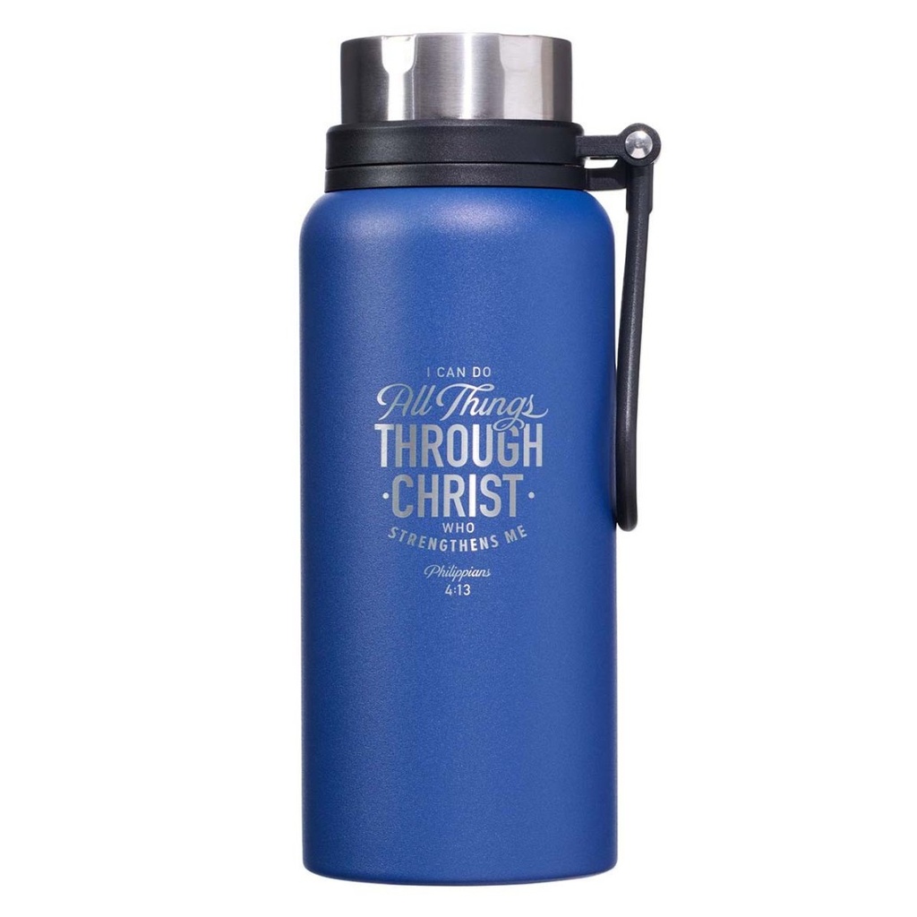 Water Bottle Through Christ Navy Stainless Steel