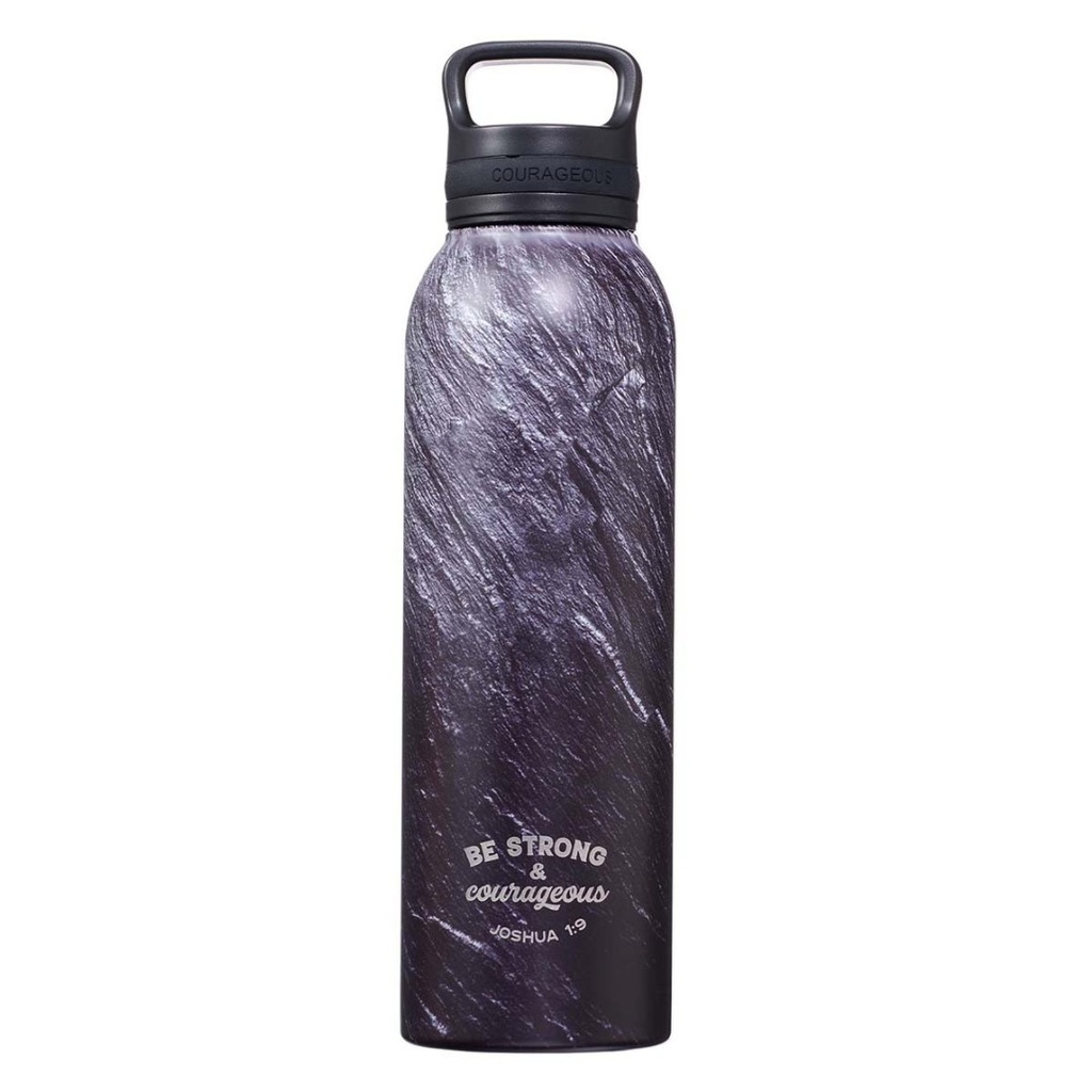Water Bottle Be Strong Black Textured SS