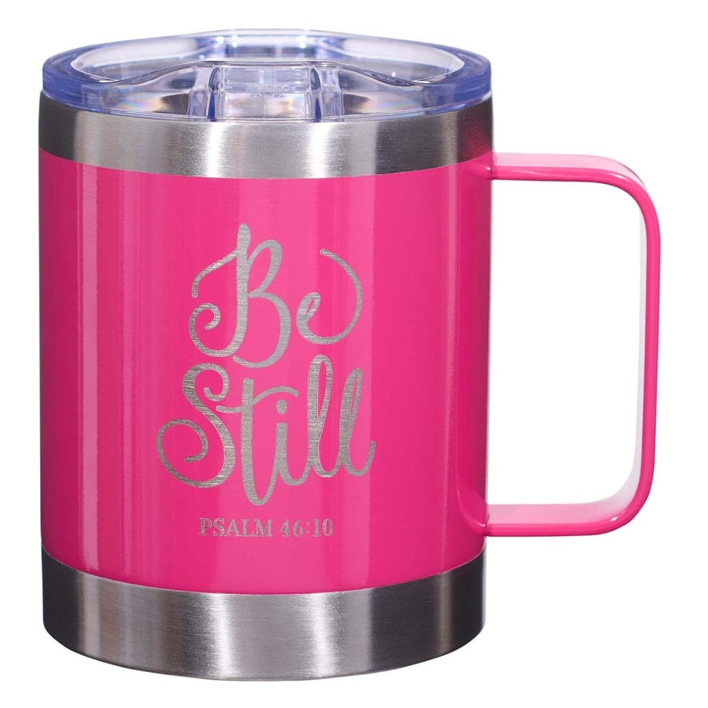 Travel Mug Be Still Pink Camp Style Stainless Steel