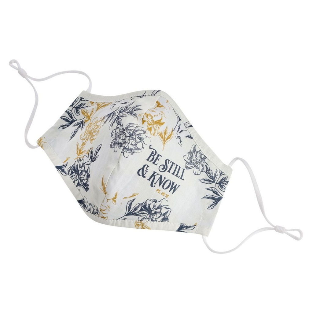 Face Mask Be Still White Blue Flowers
