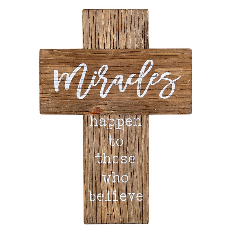 Wall Cross Miracles Happen To Those Who Believe Wood