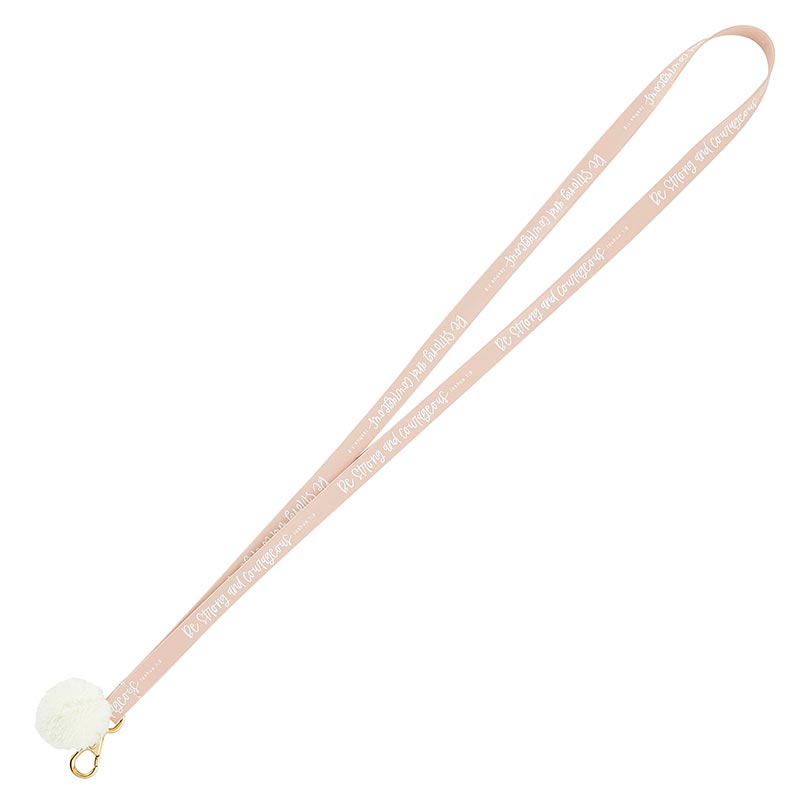 Lanyard Be Strong and Courageous Pink Leather