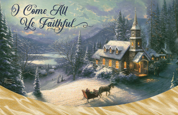 GC: Christmas Boxed TKinkade Come All Ye Faithful (DarkBlue)