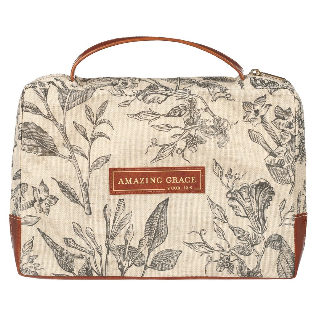 Bible Case Medium Amazing Grace Brown Canvas